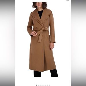 Tahari Women's Maxi Double Face Wool Blend Wrap Coat